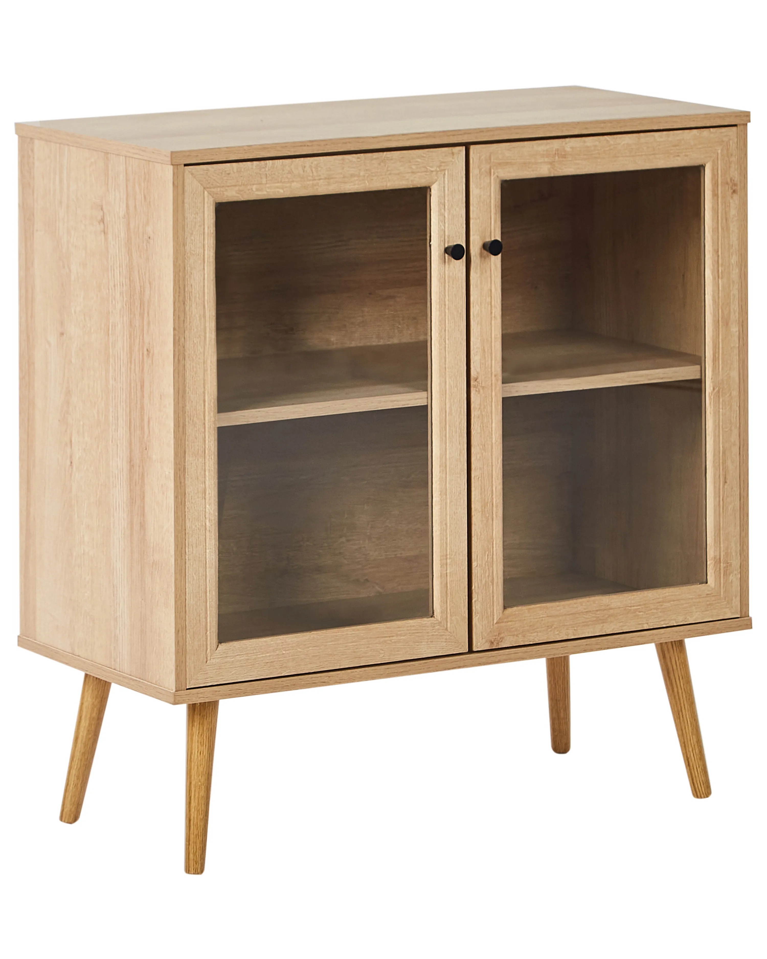 Glass Display Sideboard ALBANY 80 cm Light Brown