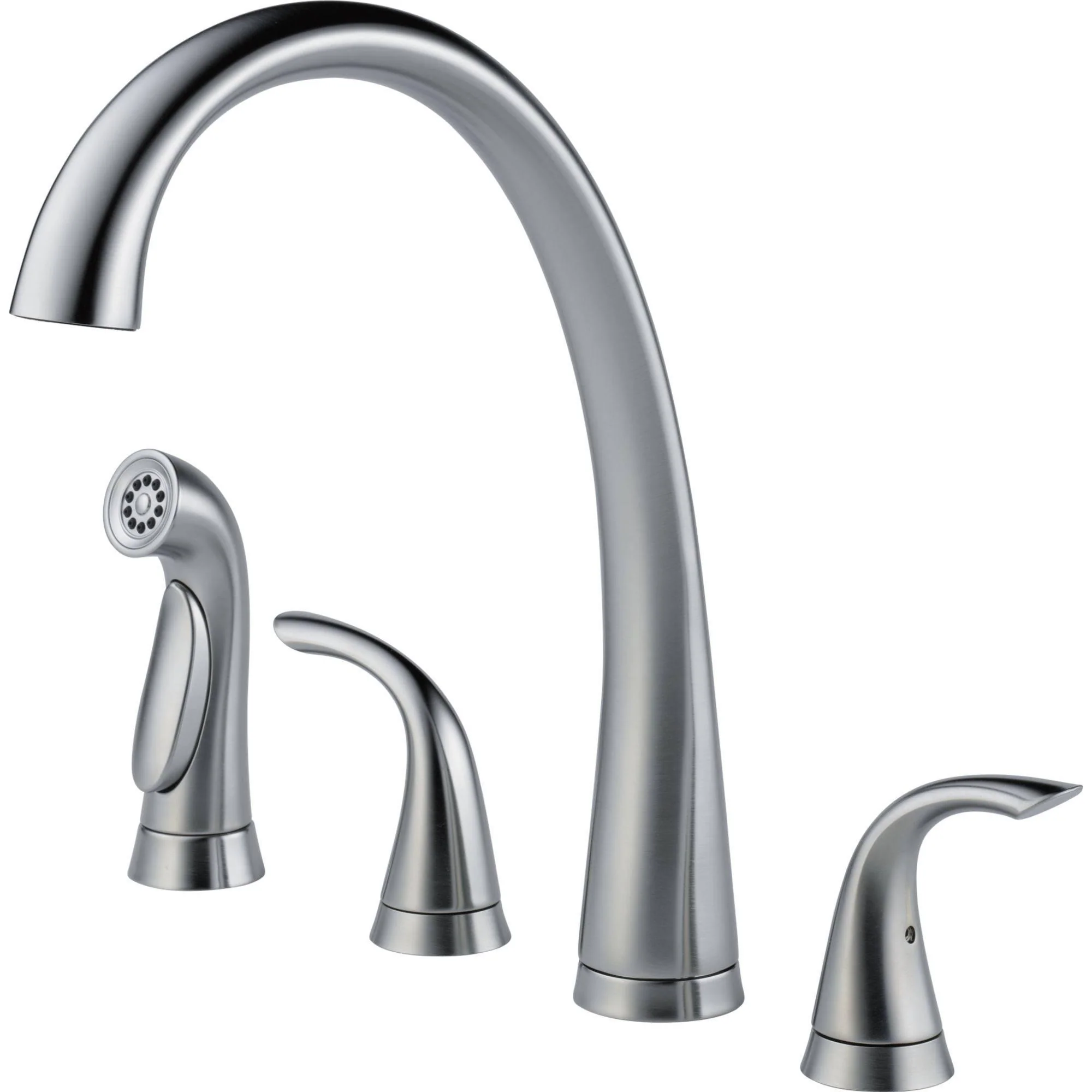 2480-AR-DST Pilar Two Handle Widespread Kitchen Faucet with Spray �C Arctic