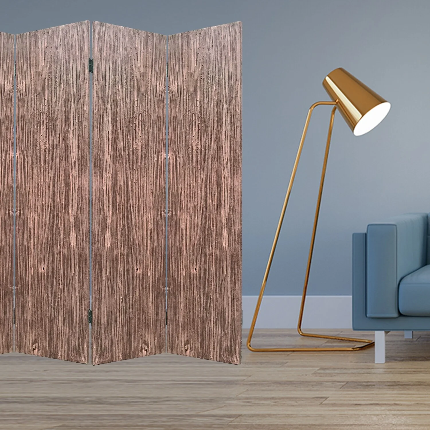 84 x 2 x 84 Brown 4 Panel Wood Woodland - Screen