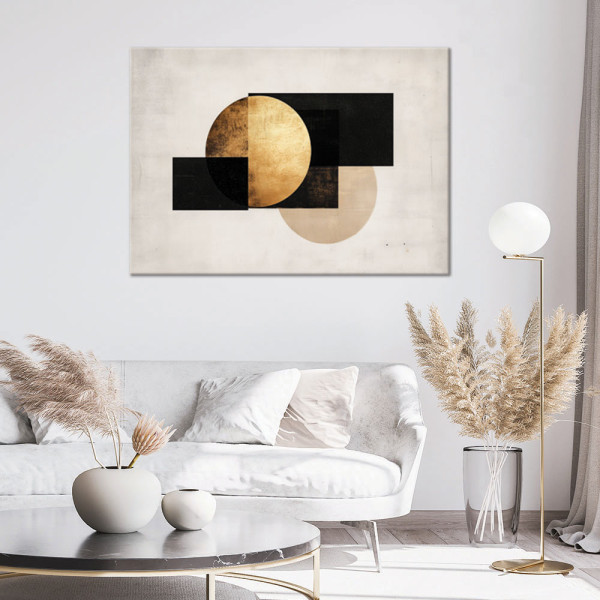 Feeby Obraz na płótnie, Abstrakcja Geometryczna Szaro Zlota 60x40