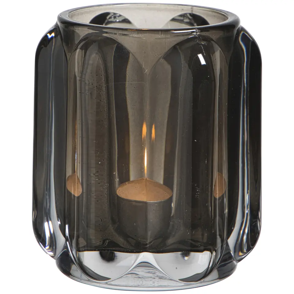 Theelichthouder Mila - grijs - 9,3x&Oslash;8,5 cm