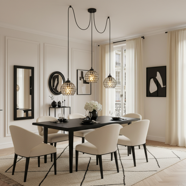 Lampa wisząca EDYLIT pająk kryształkowe klosze glamour 3xE27 KLAUDIA 13-722
