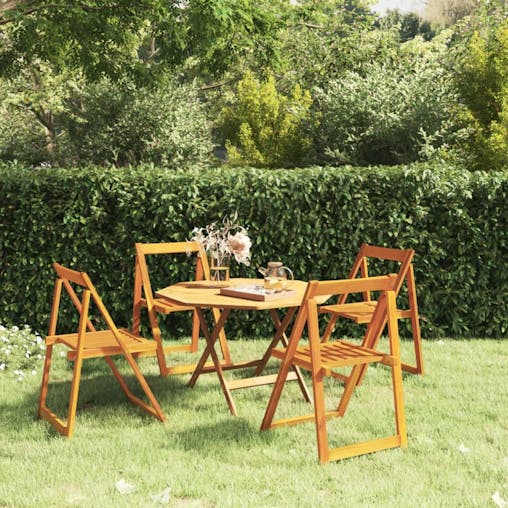 NNEVL Folding Garden Chairs 4 pcs Solid Wood Acacia