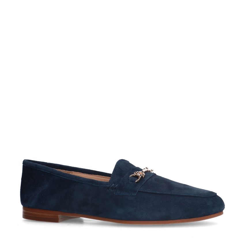 Manfield Blauwe suède loafers