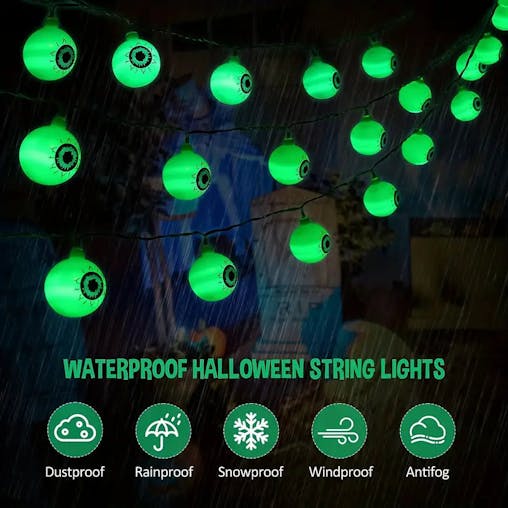 NNETM Spooky Solar Spectacles: Green Eyeball Halloween Lights