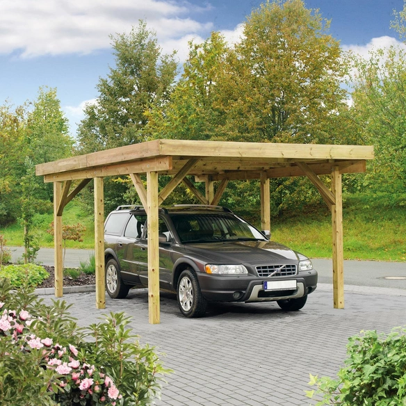 Einzelcarport »Bremen 1«, Außenmaß BxT: 340 x 510 cm, braun, Holzart: Kiefer