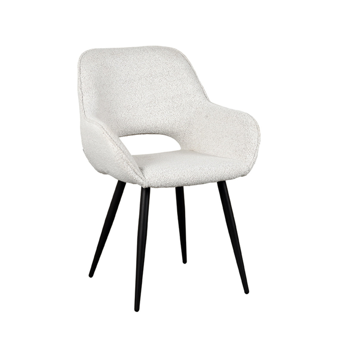LABEL51 Eetkamerstoel Fer - Crème Bouclé - Zithoogte 48cm - Set van 2