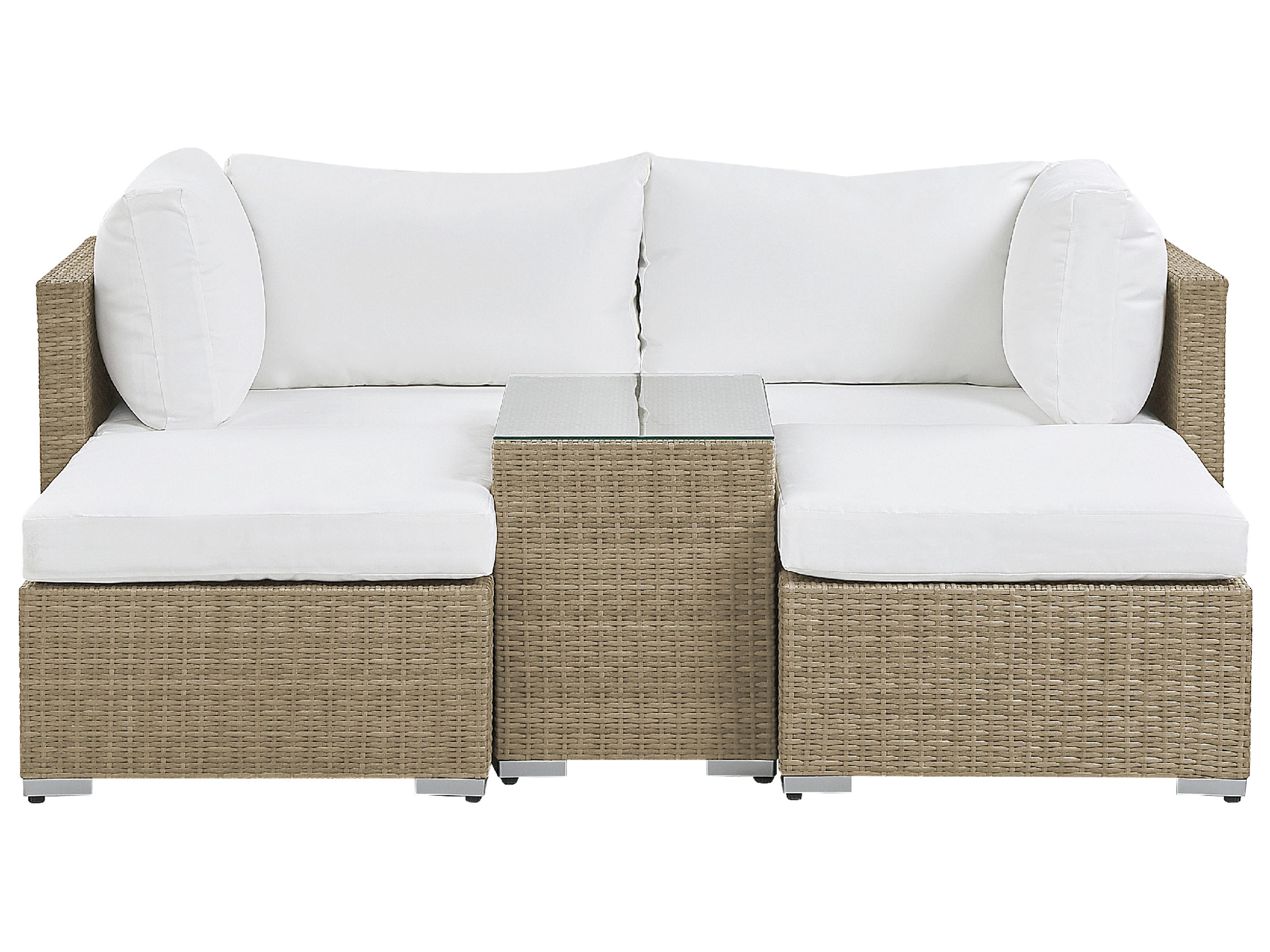 Garden Lounge Set with Table 2 Seater NOTO Modular PE Rattan Light Brown