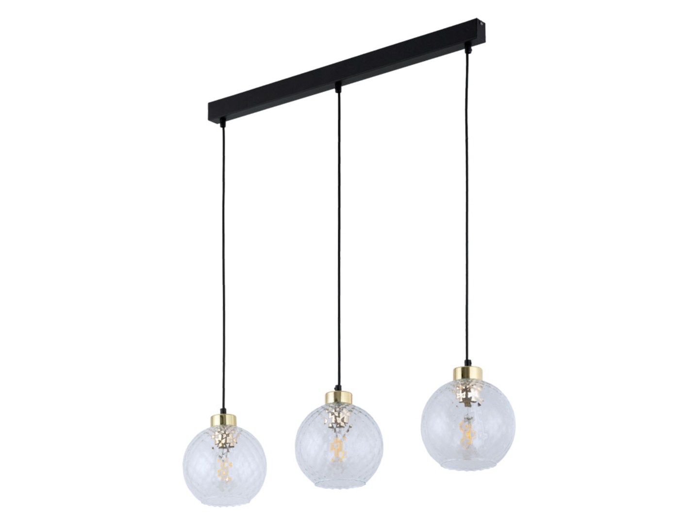 Lampa wisząca Devon 3-punktowa 82 cmmetalowa złoto-czarna