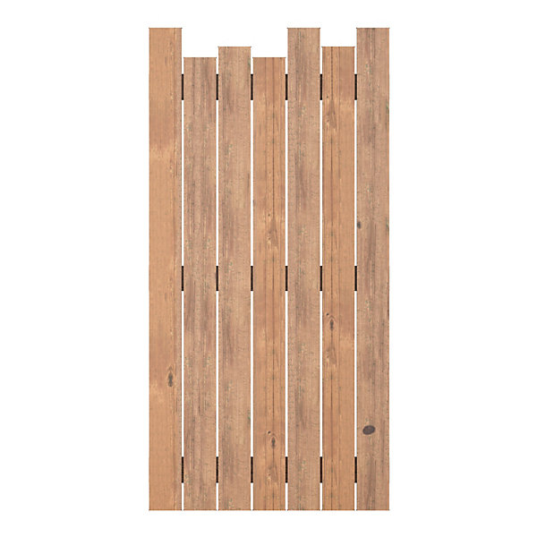 Panneau déstructuré de clôture Kauri en bois traité marron L. 90 x H.180 cm