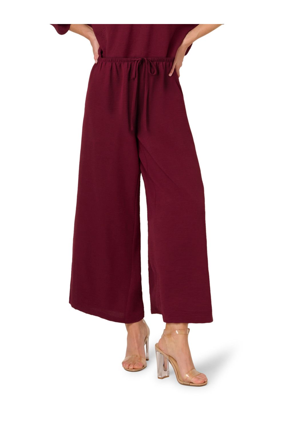 Adrianna Papell Wide Leg Skinny Waistband Pull On Trousers