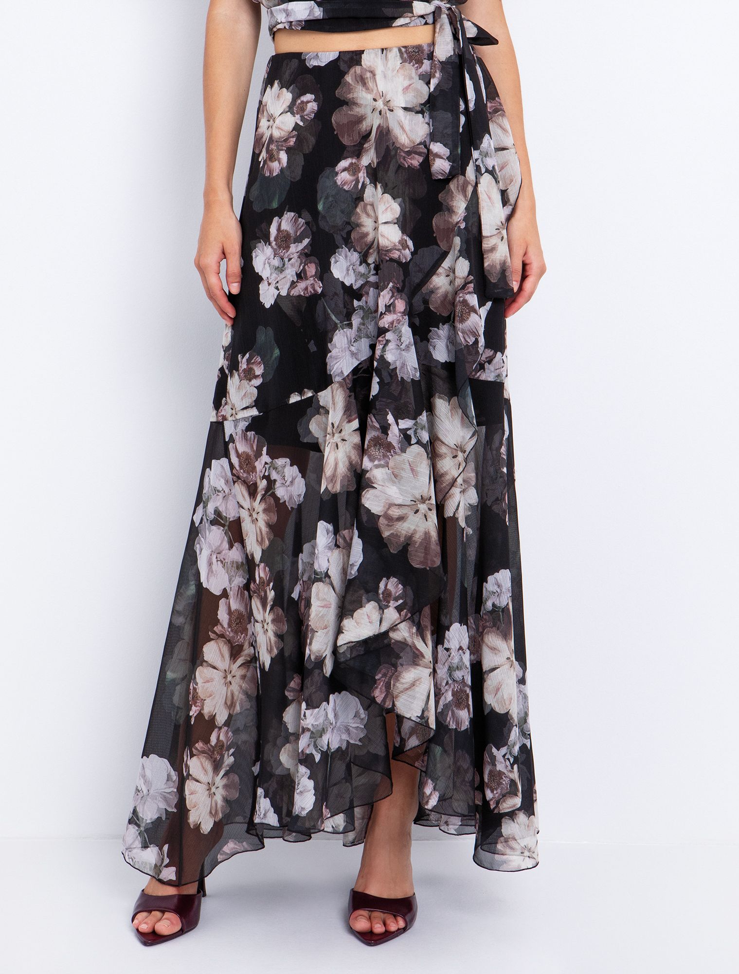 Φλοράλ φούστα ασύμμετρη