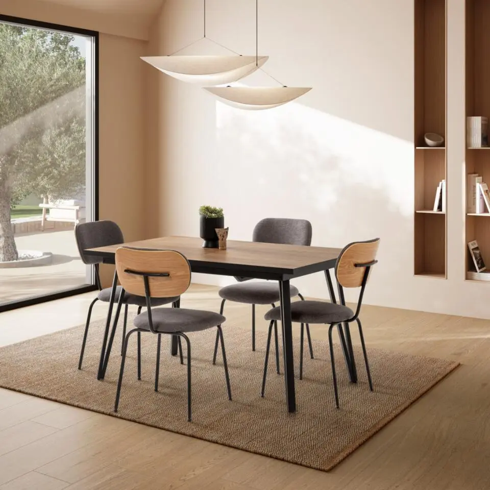 CALICOSY - Uitschuifbare tafel CLEO - Licht hout - 77x140x90 cm