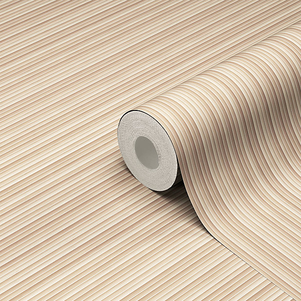 Papier peint vinyle intissé Asagiri rayures beige L.1000 x l.53cm GoodHome