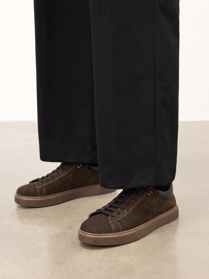 Khaki suede sneakers