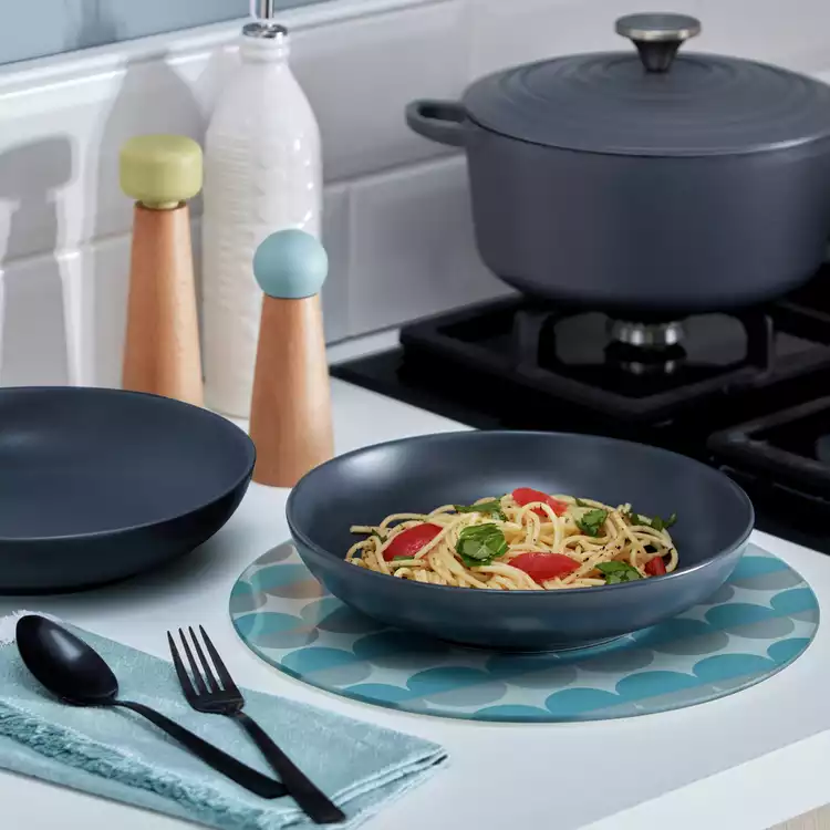 Habitat Matte Glaze 12 Piece Stoneware Dinner Set - Charcoal