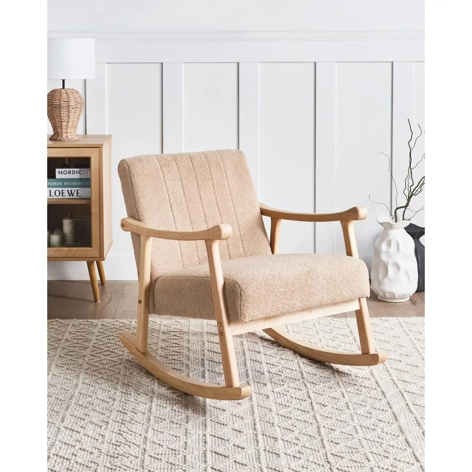 LEKNES - Schommelstoel - Lichtbruin - Boucl&eacute;