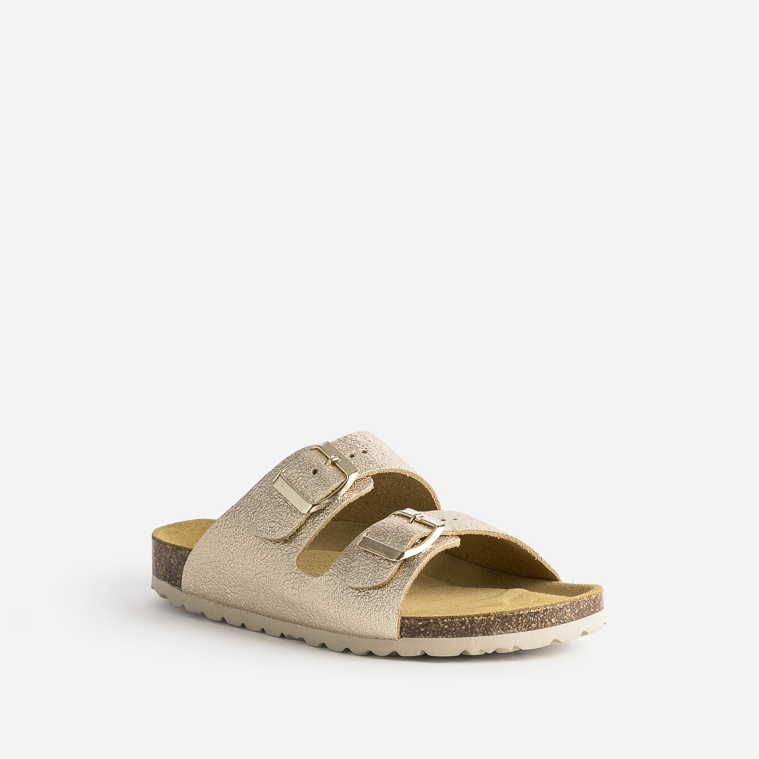 Mule anatomique dorée en cuir froissé éco-conçu