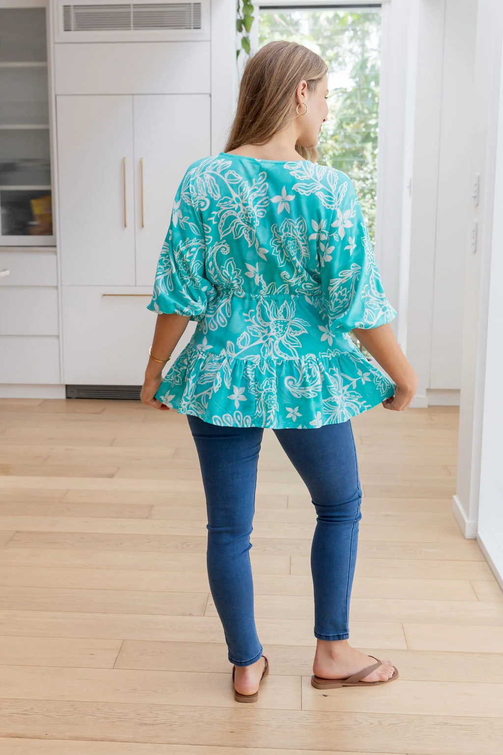 Brooklyn Top in Turquoise Paisley