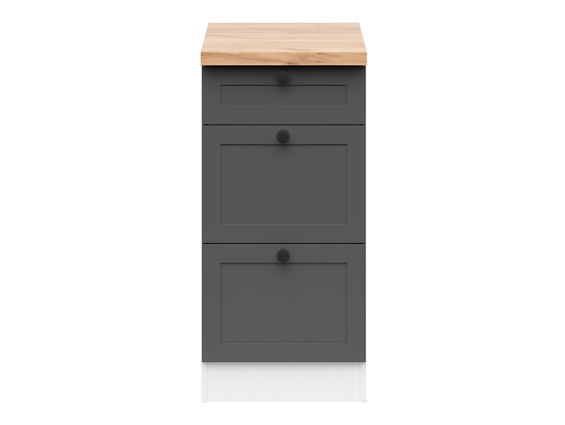 Szafka kuchenna dolna Junona Line 40 cm z szufladami grafitowa z blatem