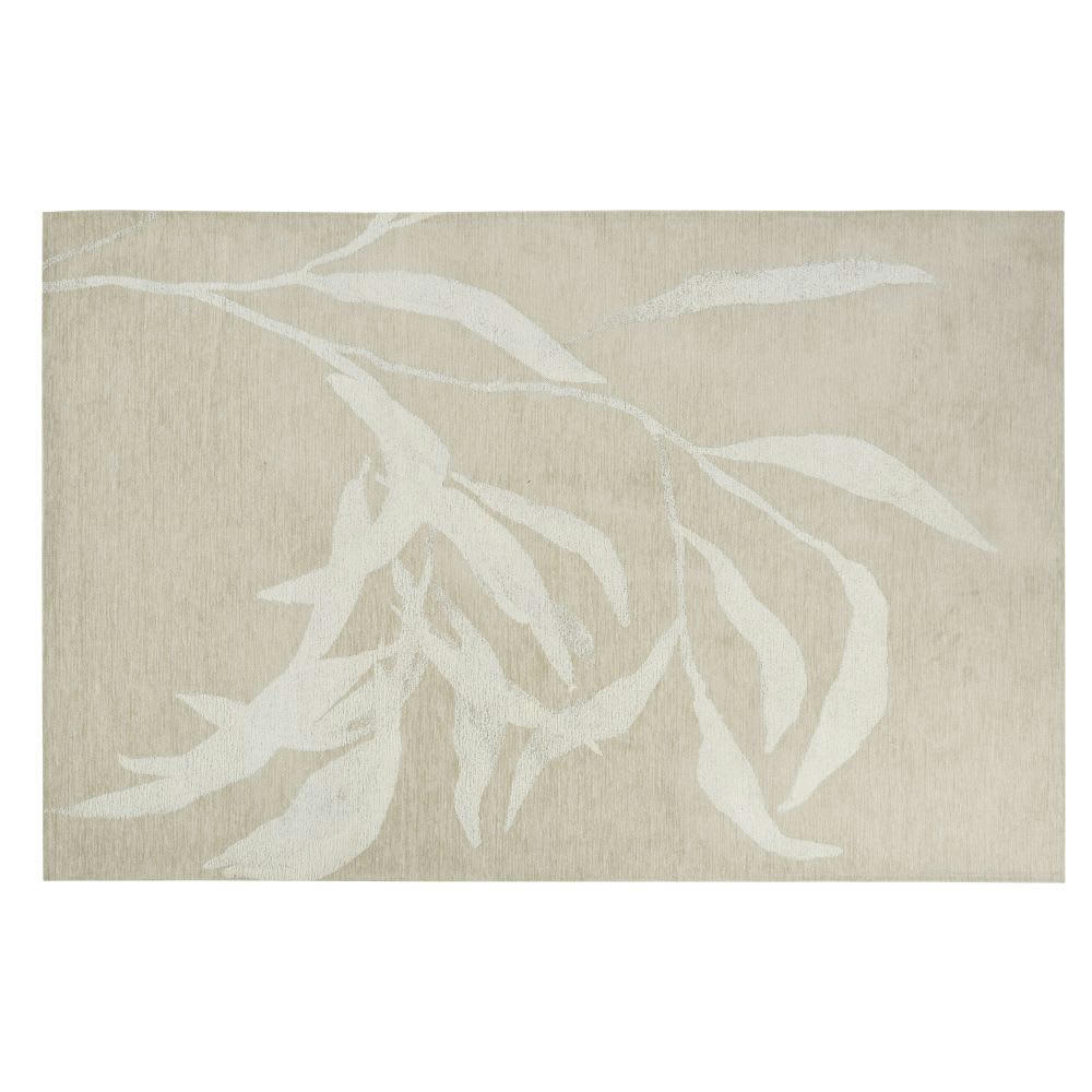 HOJA - Tapis tissage jacquard beige et blanc 155x230