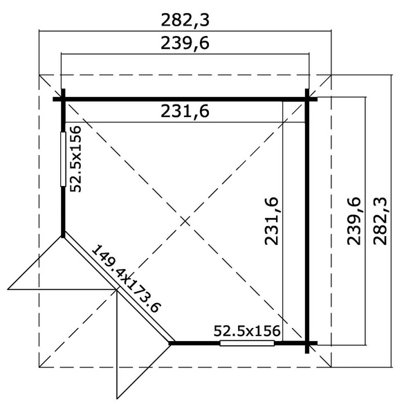 Gartenhaus »Oban«, BxHxT: 282,3 x 240,54 x 255,6 cm, (Außenmaß inkl. Dachüberstand), carbongrau