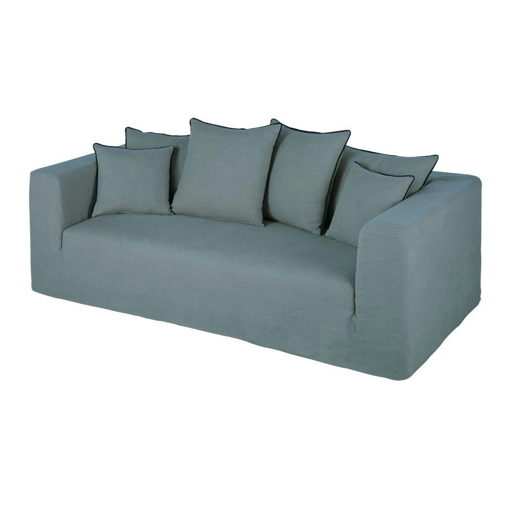 Gipsy - Canapé 3 places en lin bleu céladon