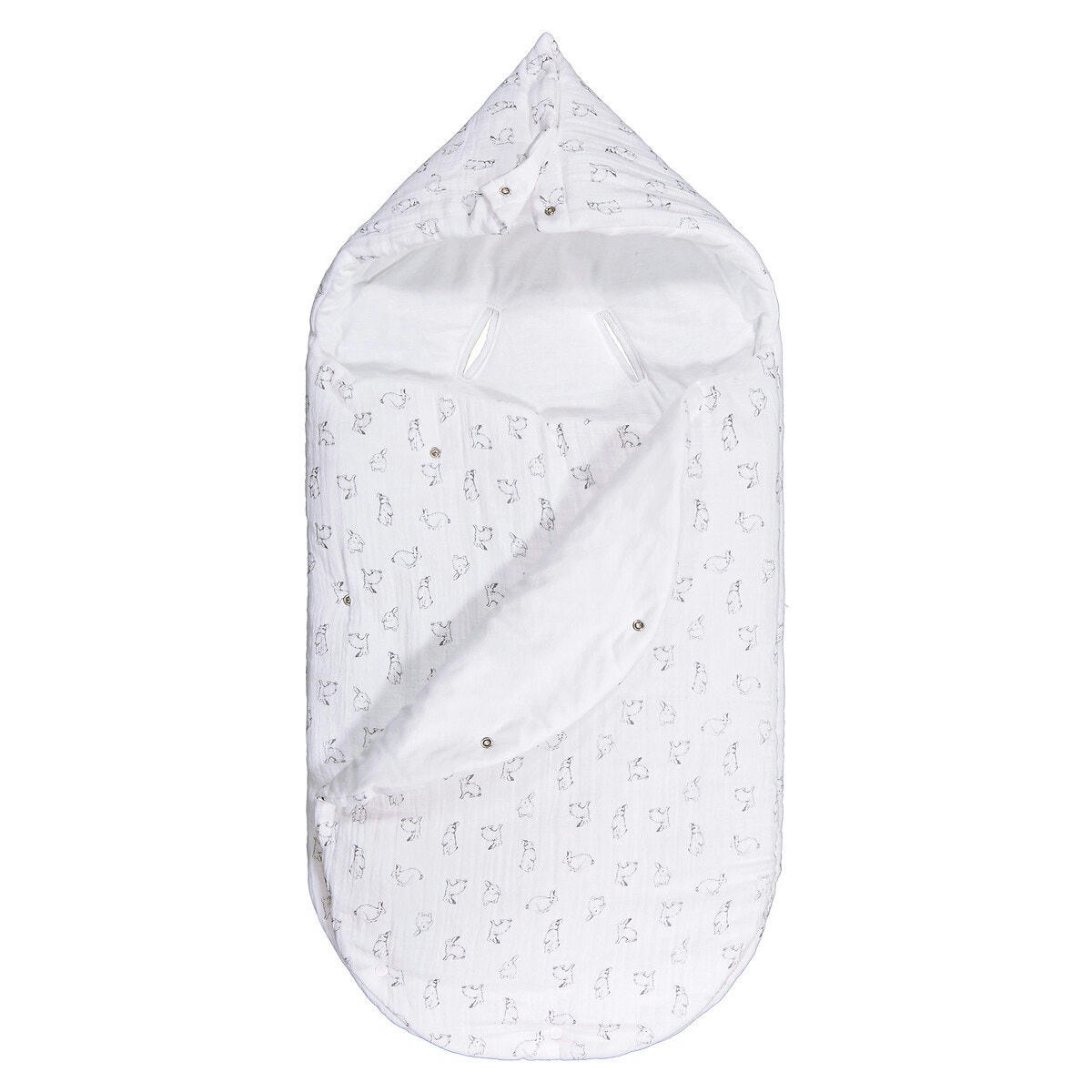 Nid d'ange à capuche imprimé, gaze de coton