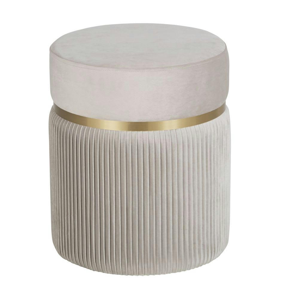- Pouf rond beige et doré