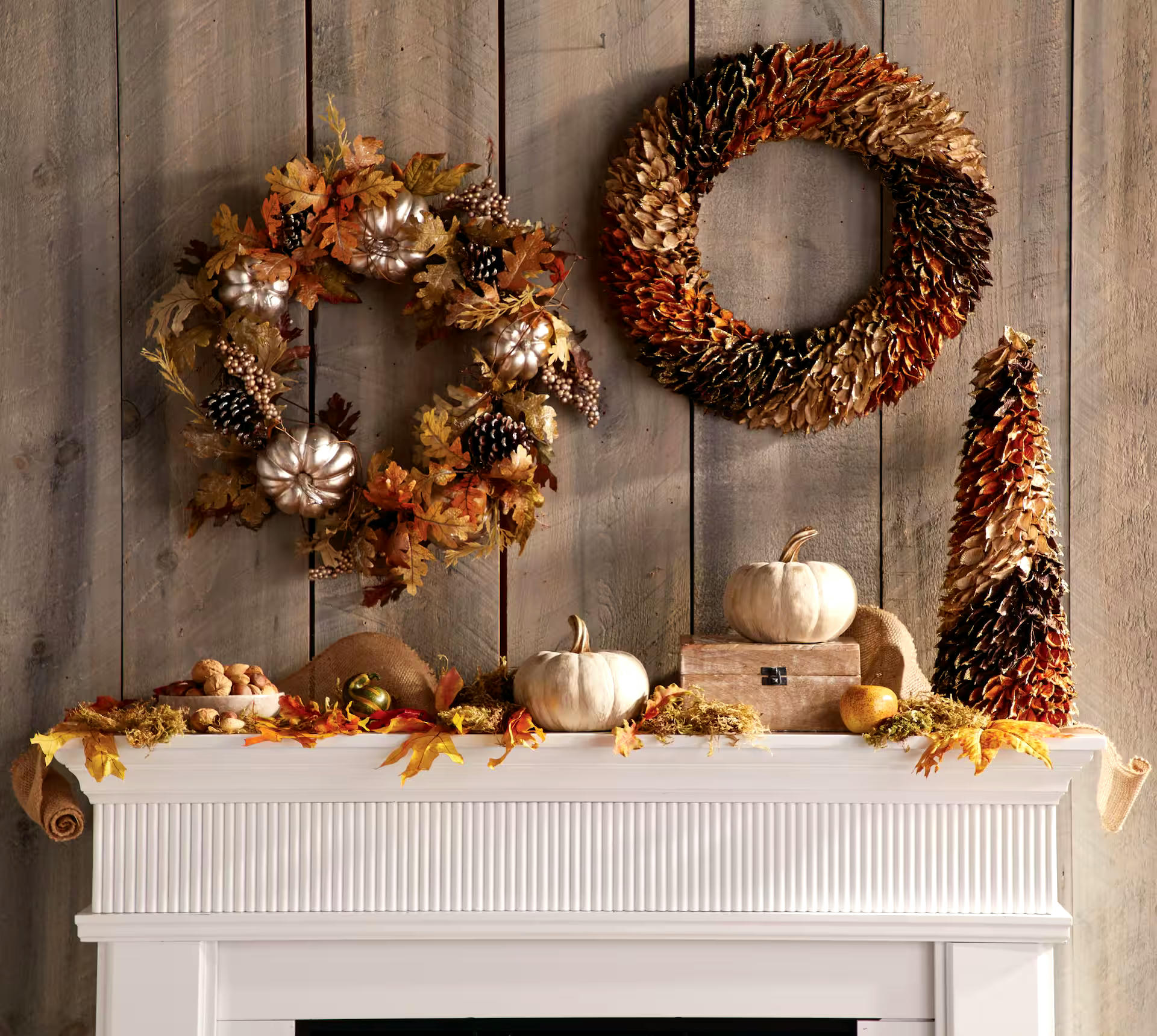 CANVAS Resin Wood Tabletop Pumpkin, White, 5-in, Indoor Decoration for Fall