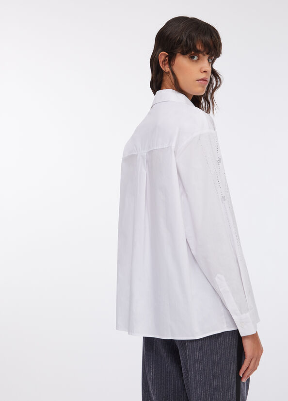 Camicia in cotone con strass