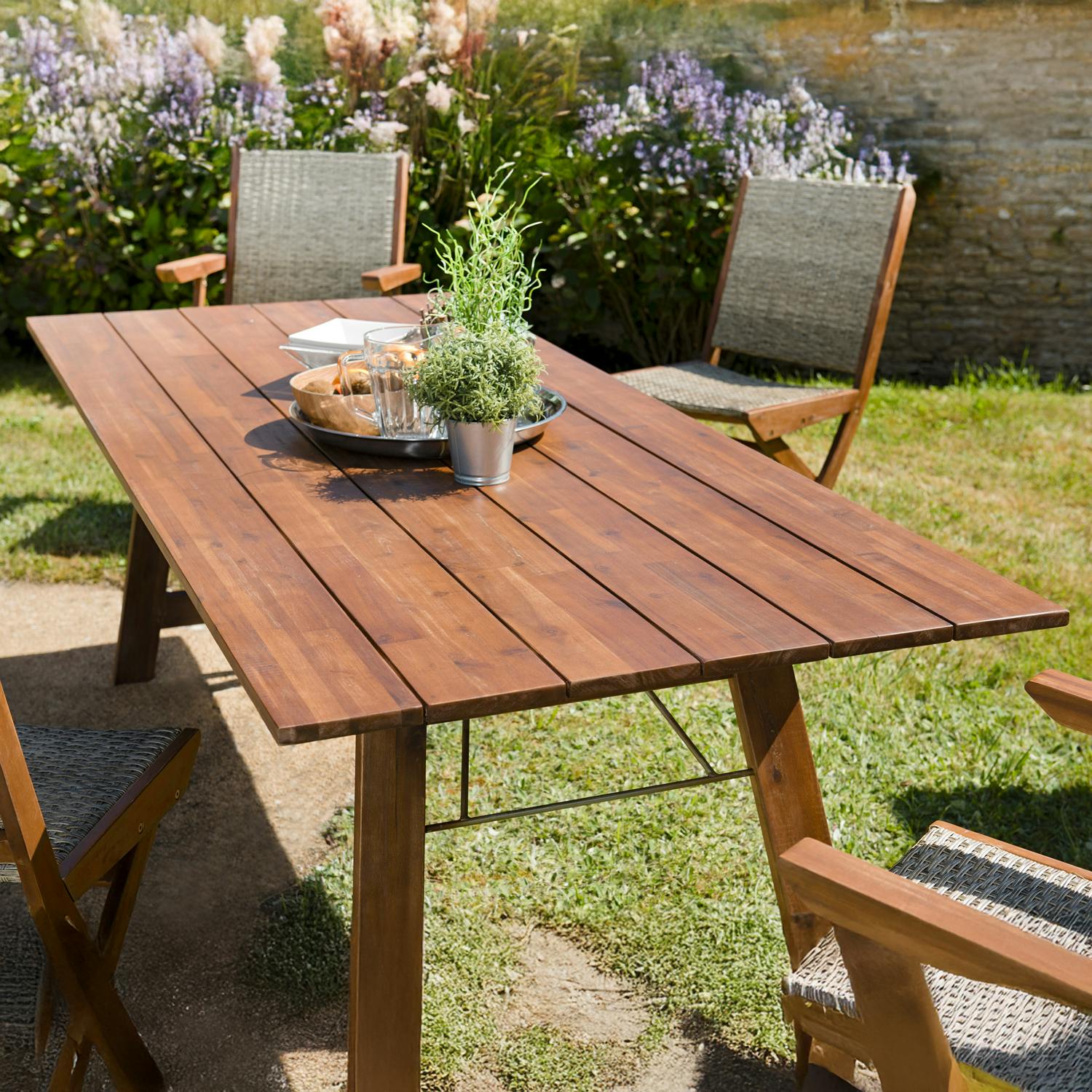 Table de jardin 10 personnes acacia 220x90 BAHIA