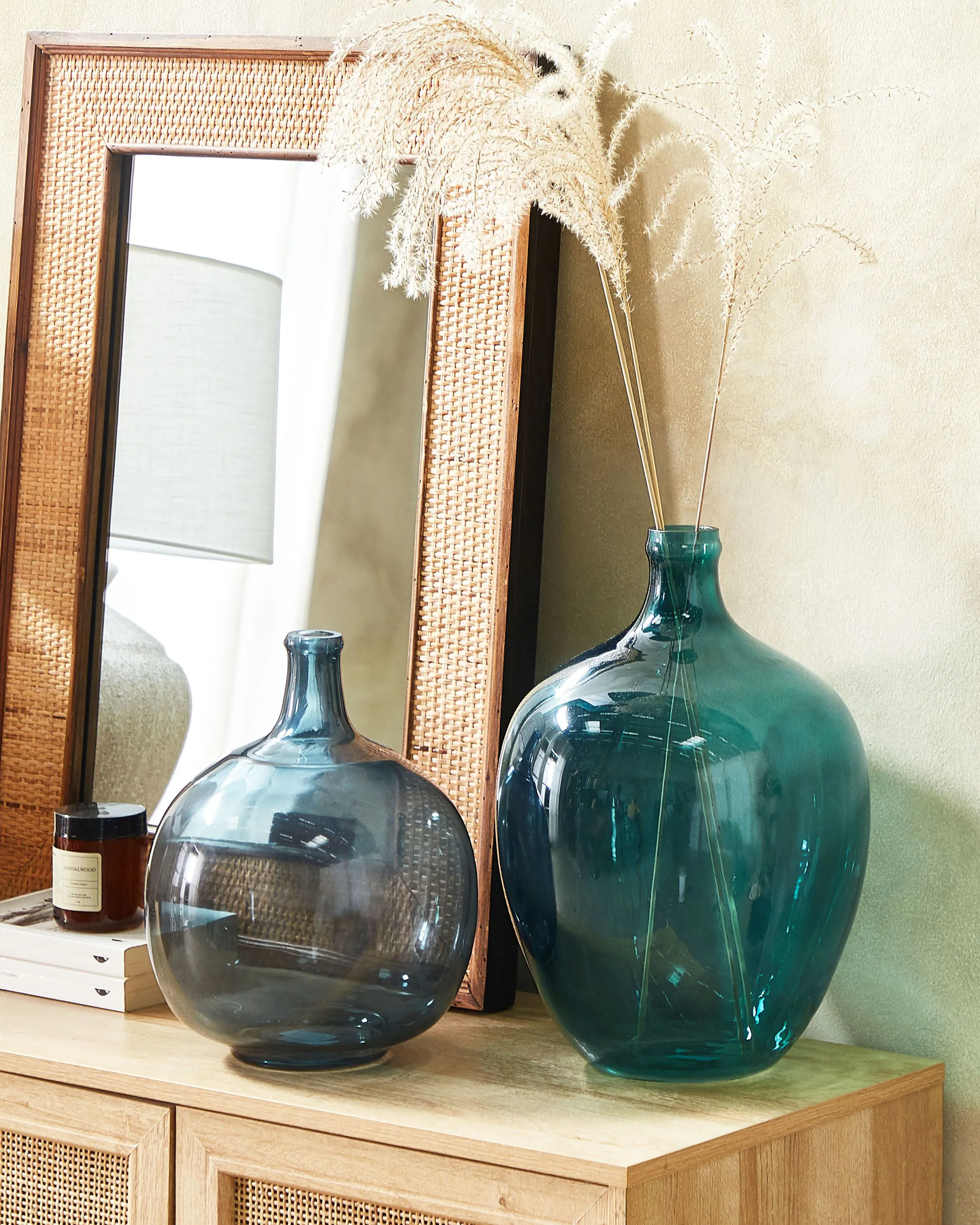 Flower Vase ROTI Glass 39 cm Turquoise