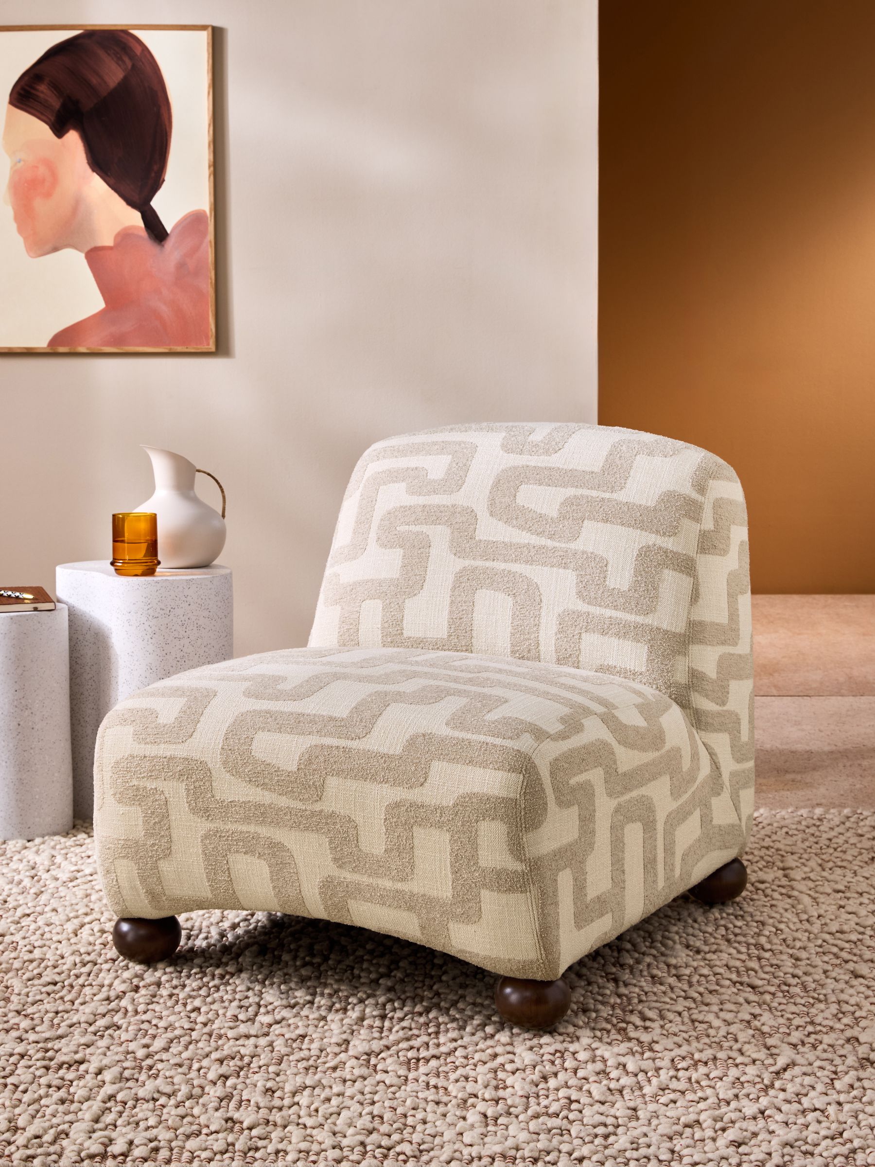 Elwen Accent Chair in Clyde Abstract Weave Natural Sand
