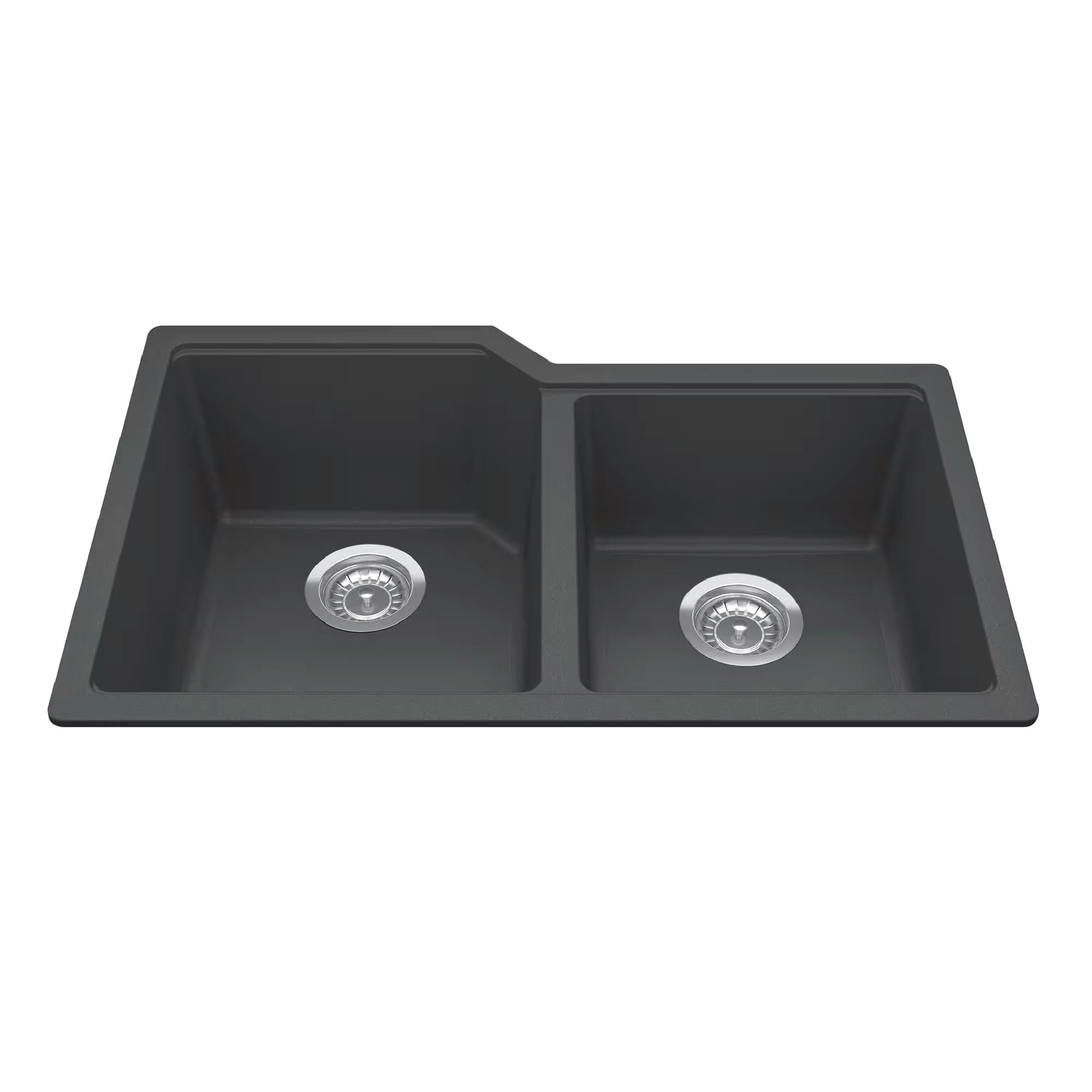 Kindred Urban Undermount Granite Double Bowl Kitchen Sink, 30.69-in x 19.69-in x 8.63-in, Matte Black