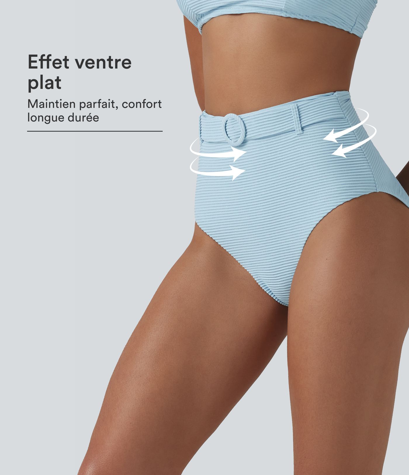 Bas de bikini gainant taille haute à rayures scintillantes