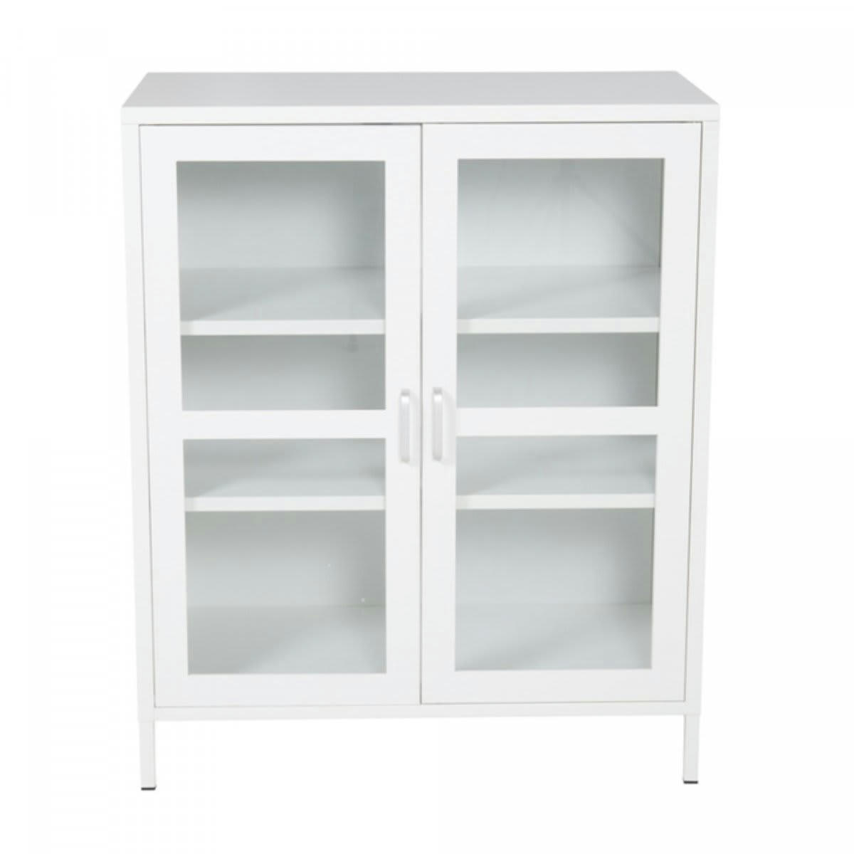 ALTEA - Buffet moderne avec portes vitrées en métal blanc