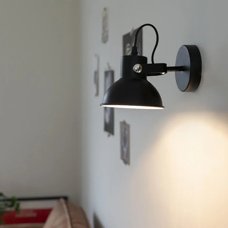 Qazqa wandlamp guida zwart e14