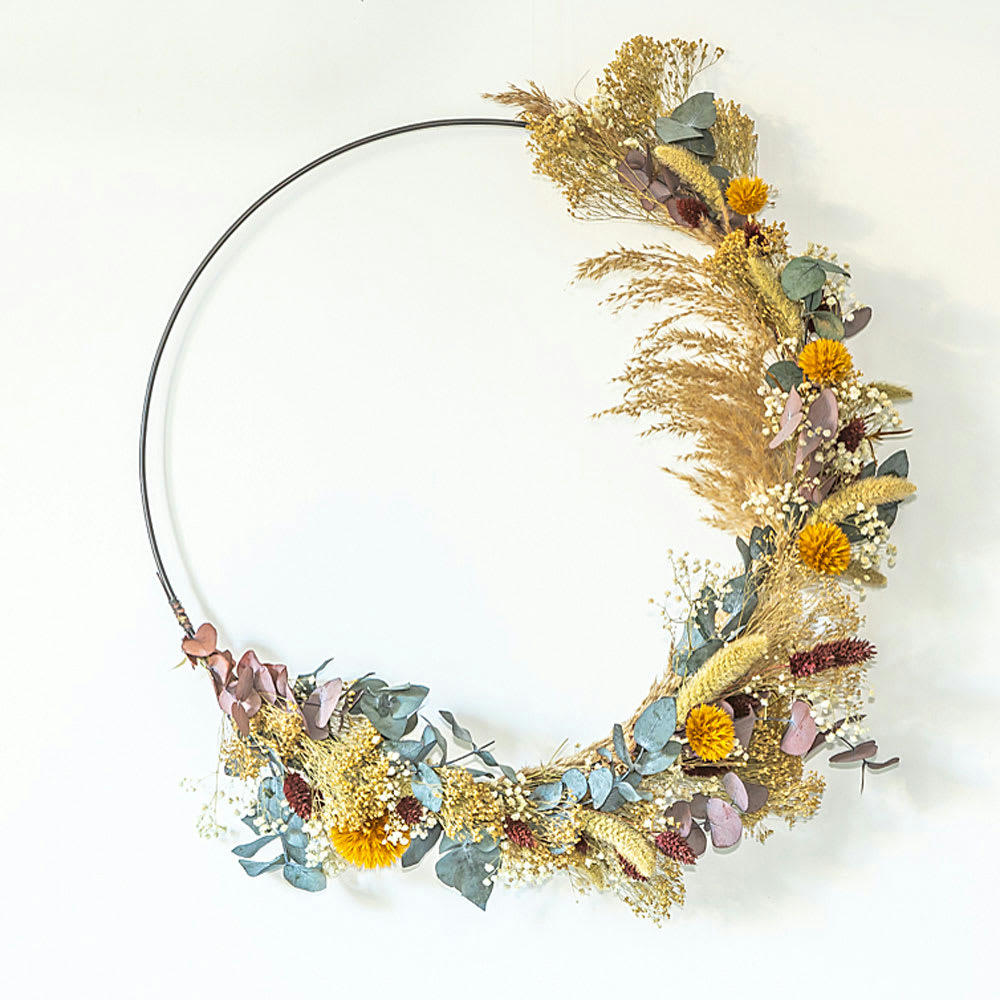 HECTOR - Couronne murale de fleurs séchées Hector D20cm