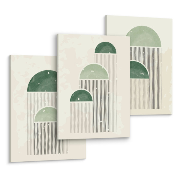 OBRAZY SET ABSTRAKCYJNE KSZTAŁTY BOHO MINIMALIZM 90x40cm