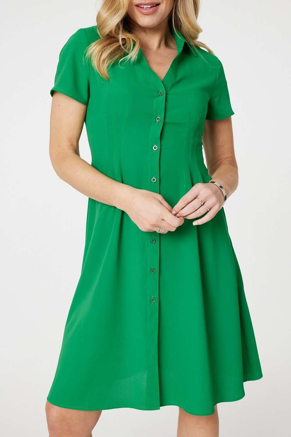 Izabel London Short Sleeve Knee Length Shirt Dress