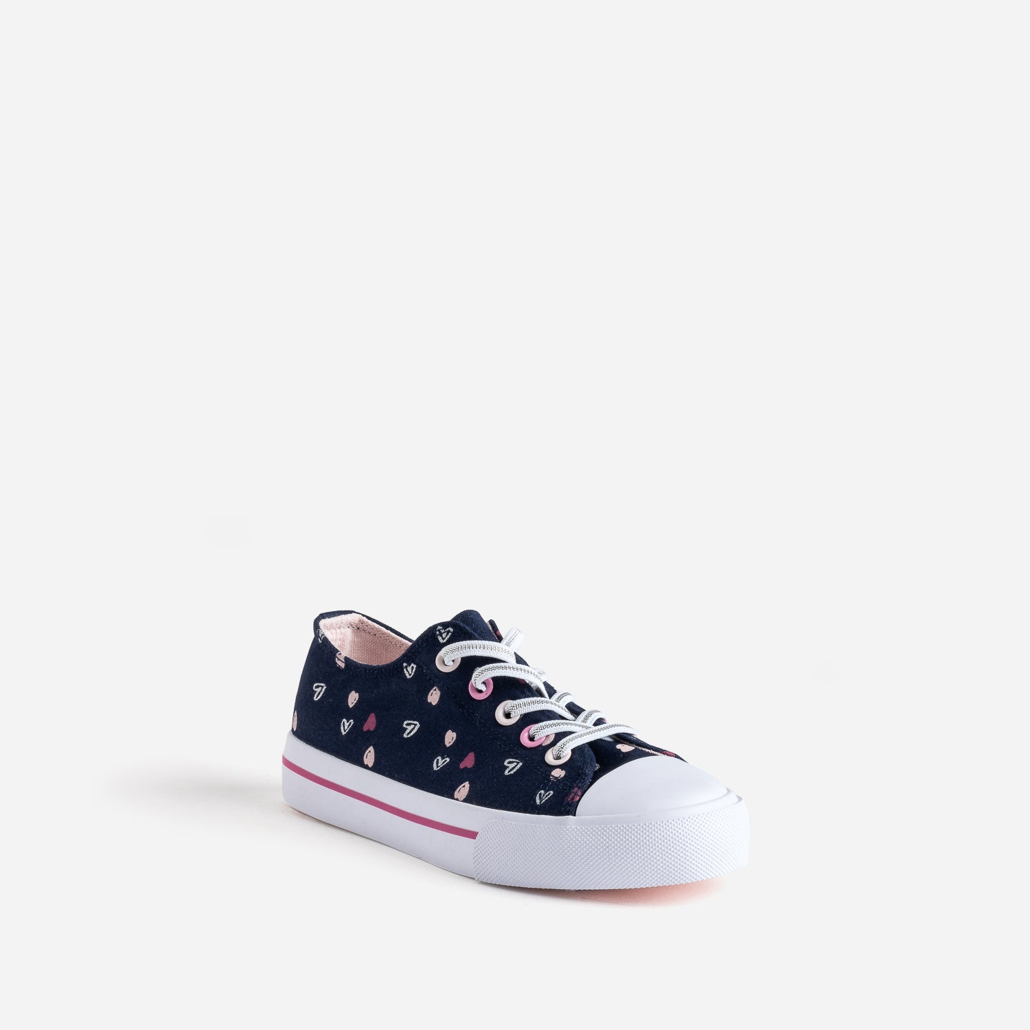 Tennis BUGGY marine toile motifs cœurs
