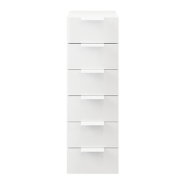 Commode blanche 6 tiroirs GoodHome Atomia H. 112,5 x L. 37,5 x P. 45 cm