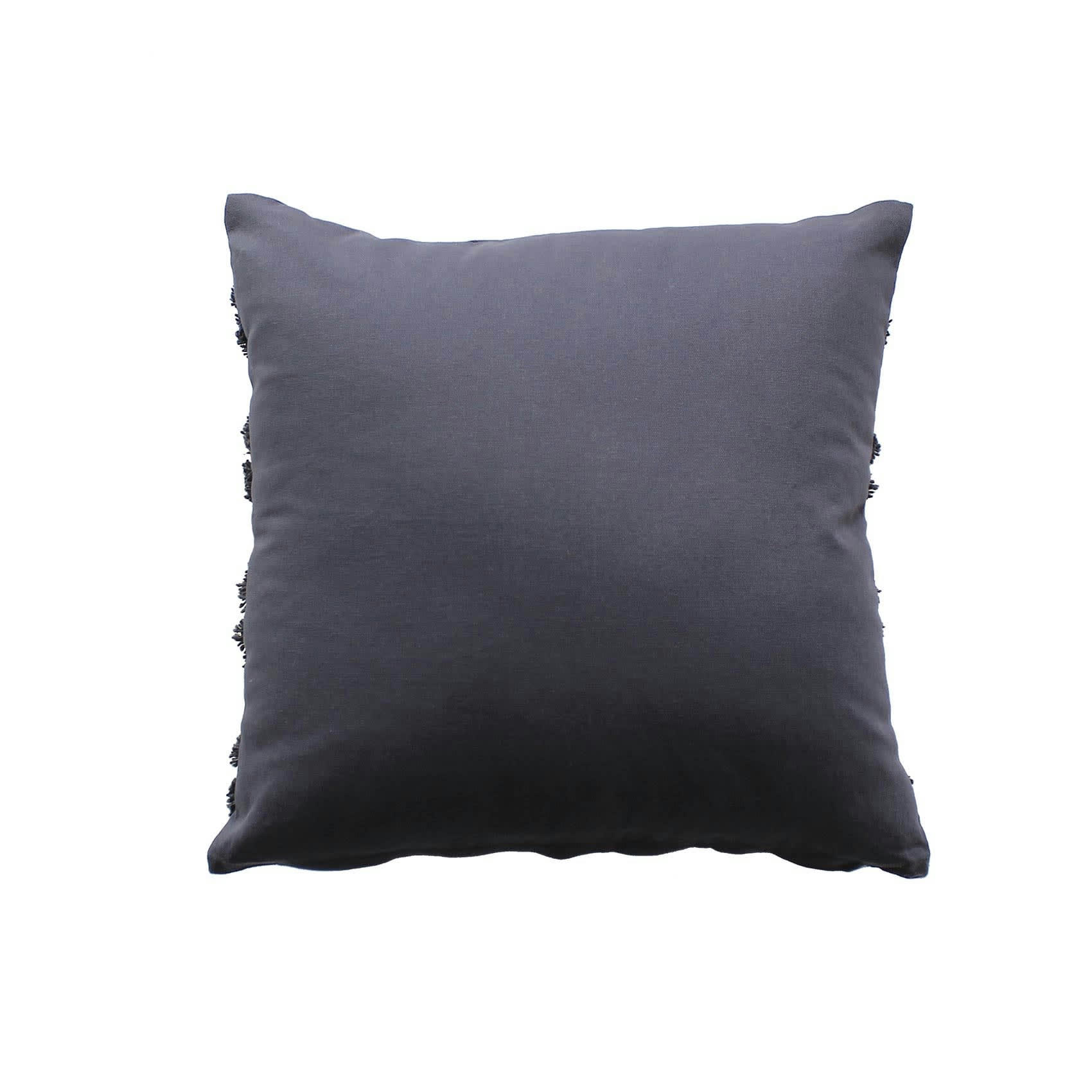 - Coussin déhoussable aux broderies effet laine gris foncé
