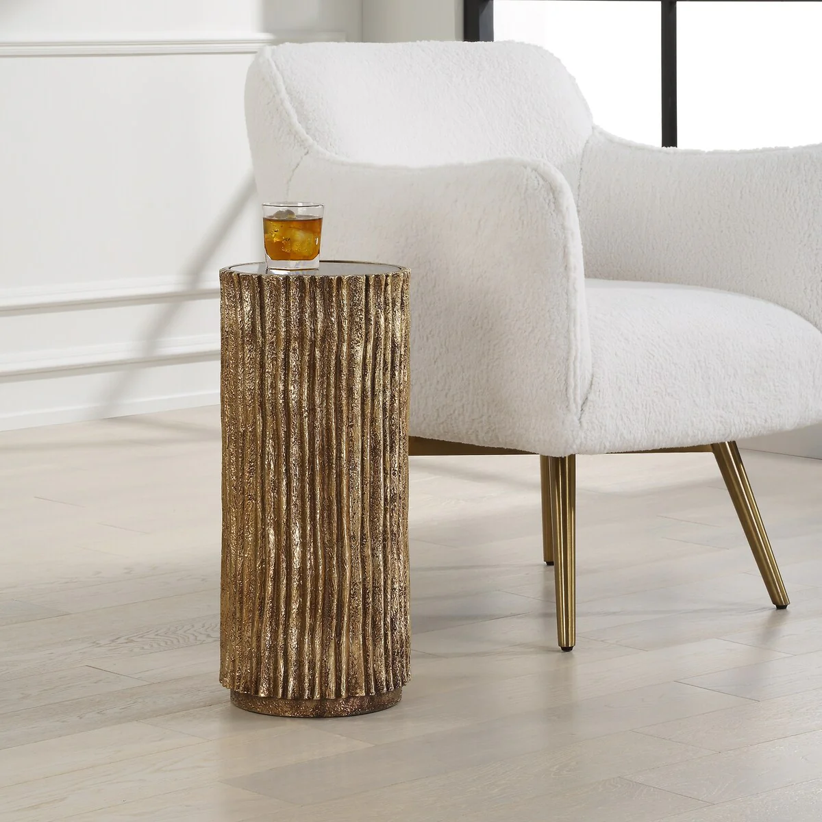 Uttermost Echo Brass Drink Table - 22.5H x 10.125W x 10.125D