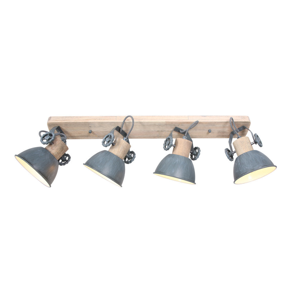 Mexlite spot gearwood - 4 lichts - 80x 17 cm - grijs