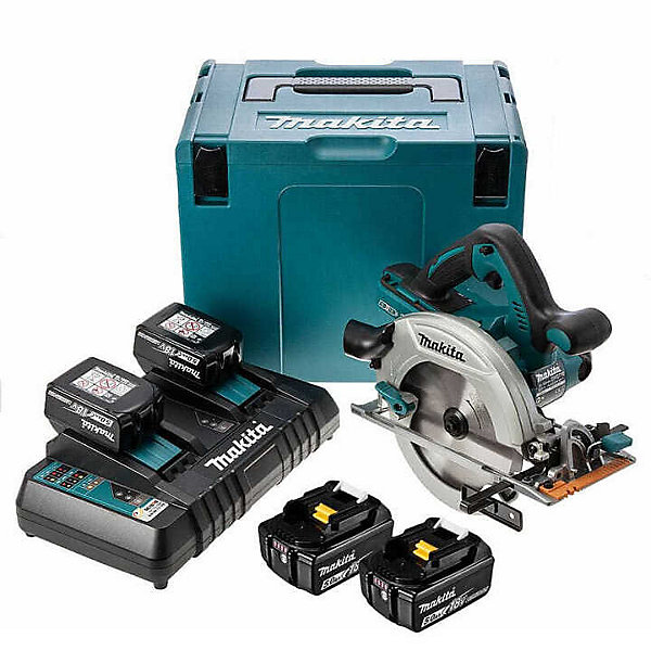 Makita DHS710PT4J Scie circulaire sans fil 36 V (2x18 V) LXT diam 190 mm avec 4 batteries 18 V 5,0 Ah, chargeur et MakPac