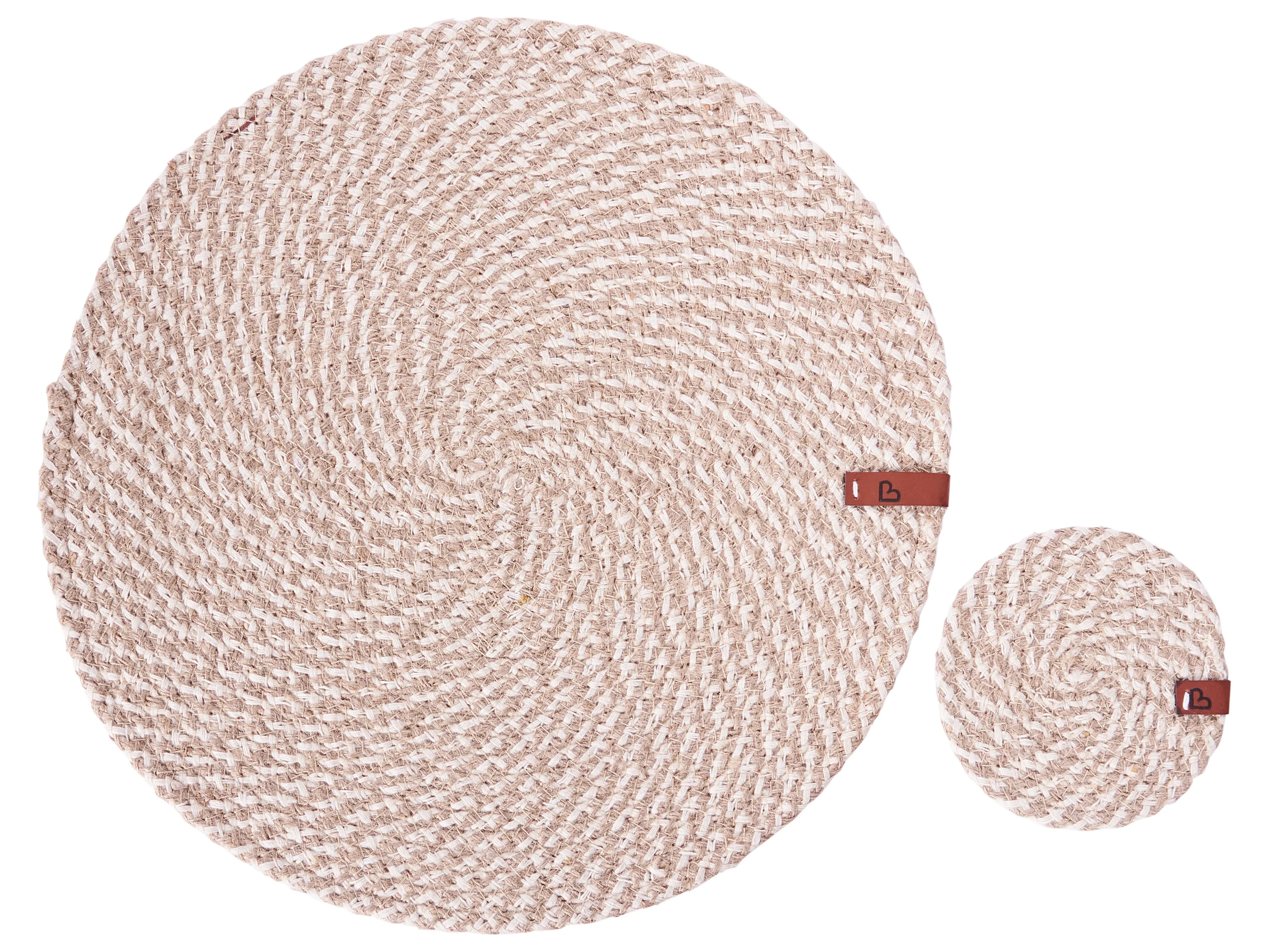 12 Piece Placemats and Coasters Set PIPTURUS Jute Natural