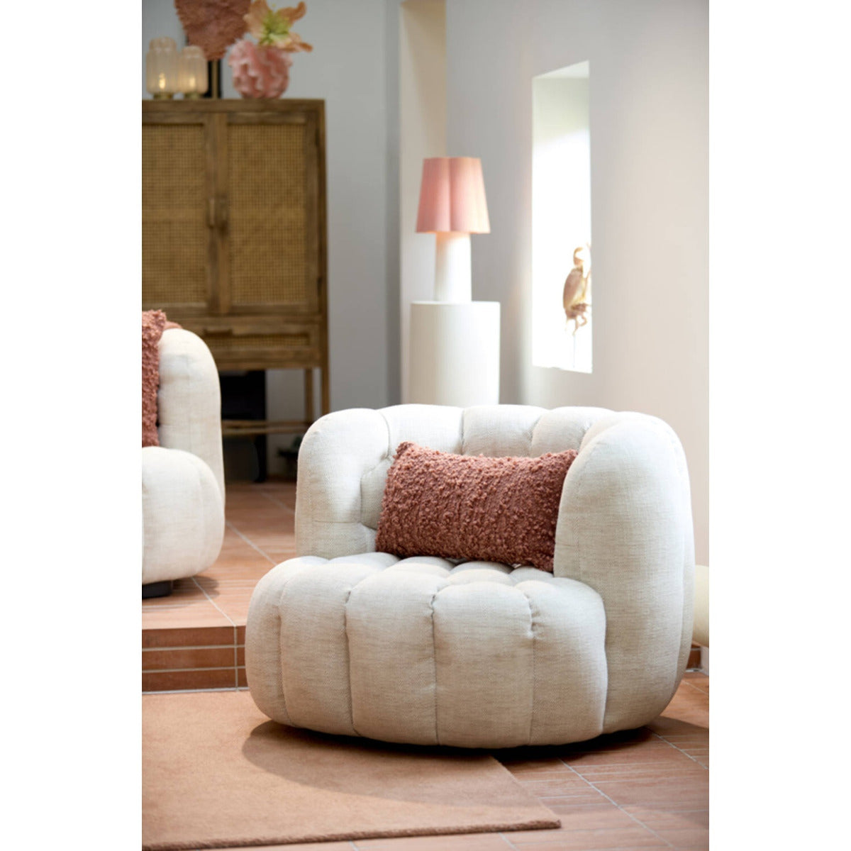 Light & Living - Amara fauteuil velvet - crème