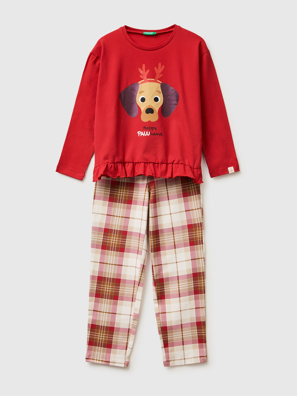 Christmas pyjamas with tartan bottoms